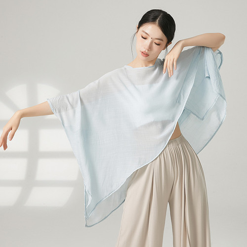 现代舞上衣练功服宽松蝙蝠衫纱衣中国风古典舞蹈服一片防晒罩衫女