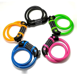 儿童自行车锁电动车密码锁山地单车条形钢丝圈锁防盗骑行配件