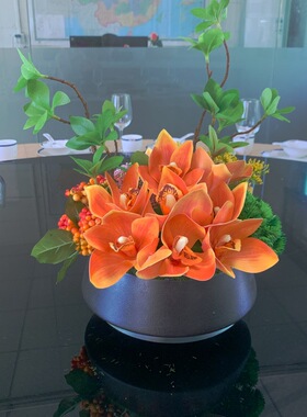 餐桌桌花餐厅台花圆桌中间摆花家居客厅样板房装饰假花绢花摆件