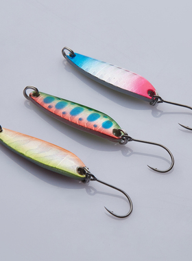 亚伯达CU03-04彩色纯铜亮片加强单钩血红路亚饵军鱼专攻鳟鱼刀剑