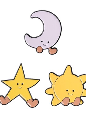 月亮太阳星星金属徽章胸针饰品