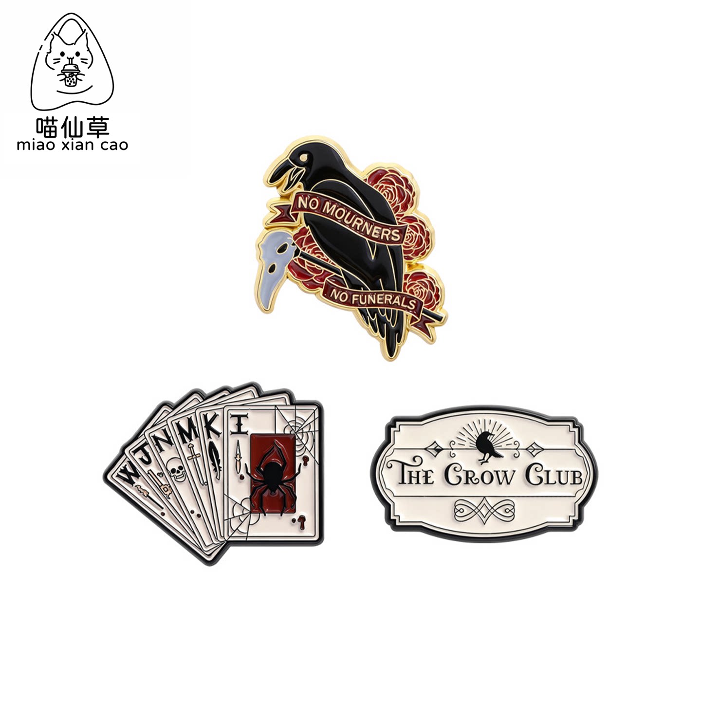 创意哥特风乌鸦合金徽章胸针饰品图片