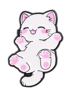 可爱粉色小猫咪金属徽章胸针配饰