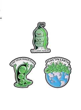 瑜伽豌豆蔬菜绿色金属徽章胸针世界和平寻找你内心的平静胸章饰品