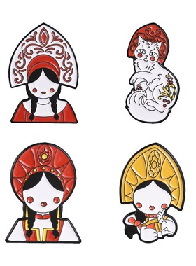 俄式复古猫咪合金徽章胸针饰品