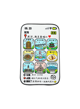 城市文创金属磁吸冰箱贴九宫格