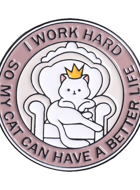 粉色趣味养猫人金属徽章胸针饰品
