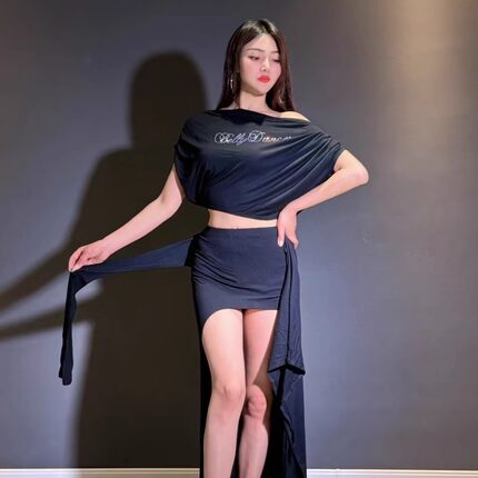 肚皮舞练功服套装莫代尔无袖斜肩上衣F裹裙沐熙佳夏款