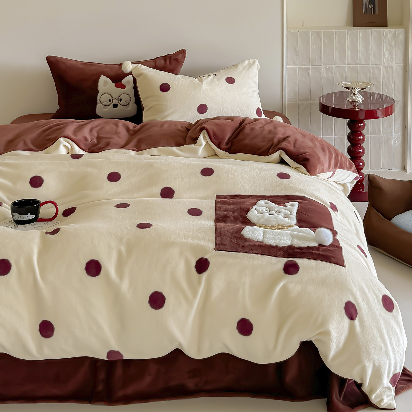 金喜鸟家纺可爱卡通毛球被套加厚冬季保暖牛奶绒毛绒四件套2025款,床上用品,床品套件/四件套/多件套,淘宝优惠券,粉丝福利购,淘宝优惠卷