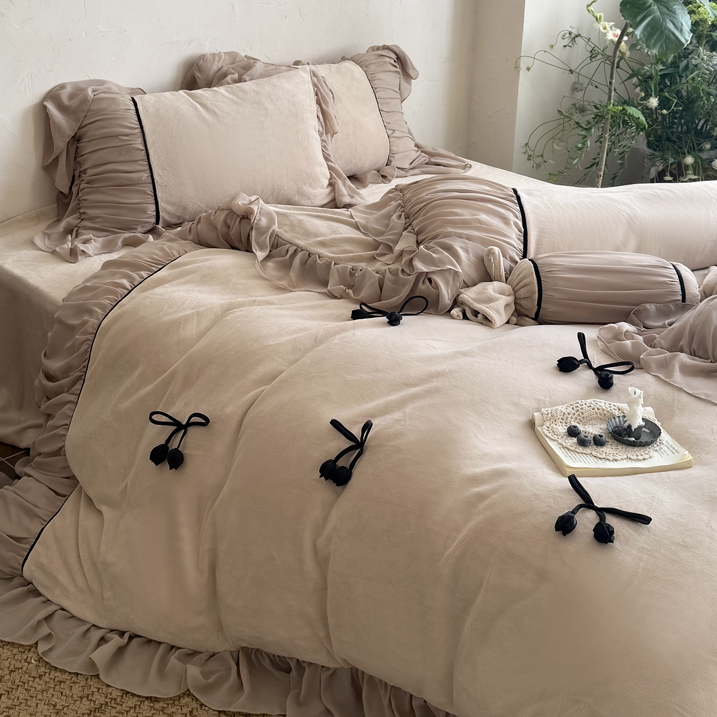 法式复古风牛奶绒四件套冬季新款