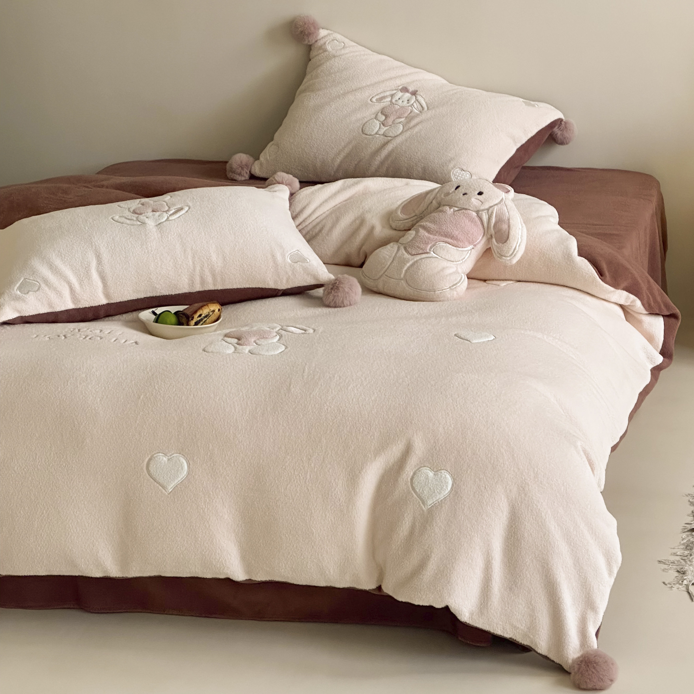 金喜鸟可爱卡通小兔子被套爱心女孩冬季加厚牛奶绒四件套儿童床品,床上用品,床品套件/四件套/多件套,淘宝优惠券,粉丝福利购,淘宝优惠卷