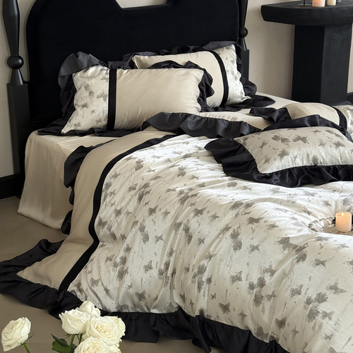 法式墨韵蝶舞天丝棉四件套