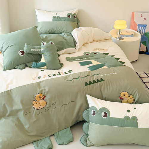 卡通恐龙全棉水洗棉四件套