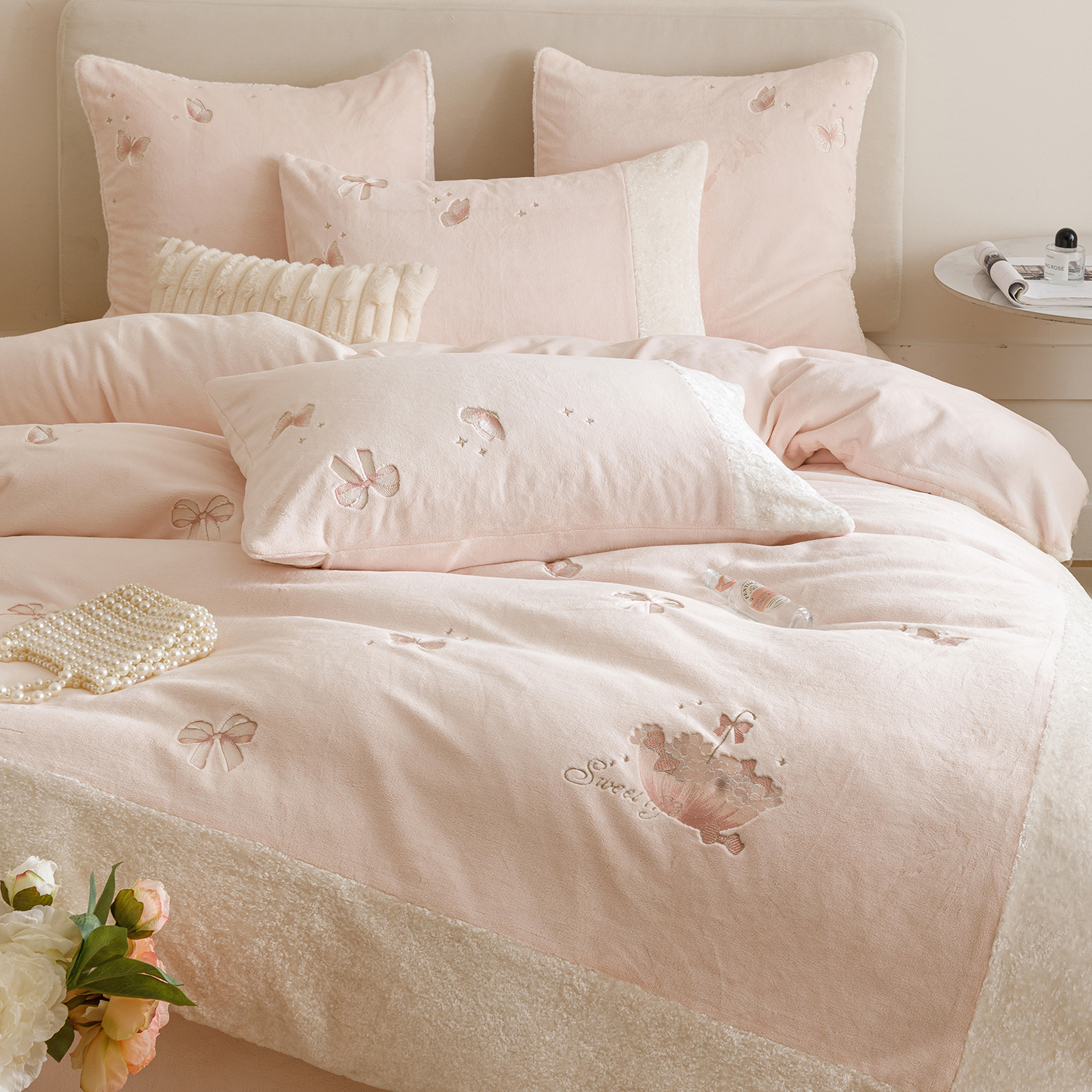 公主风爱丽丝花园牛奶绒四件套