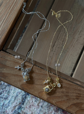 徐琳STUDIO 重工巴洛克轻奢复古款锆石吊坠锁骨链项链