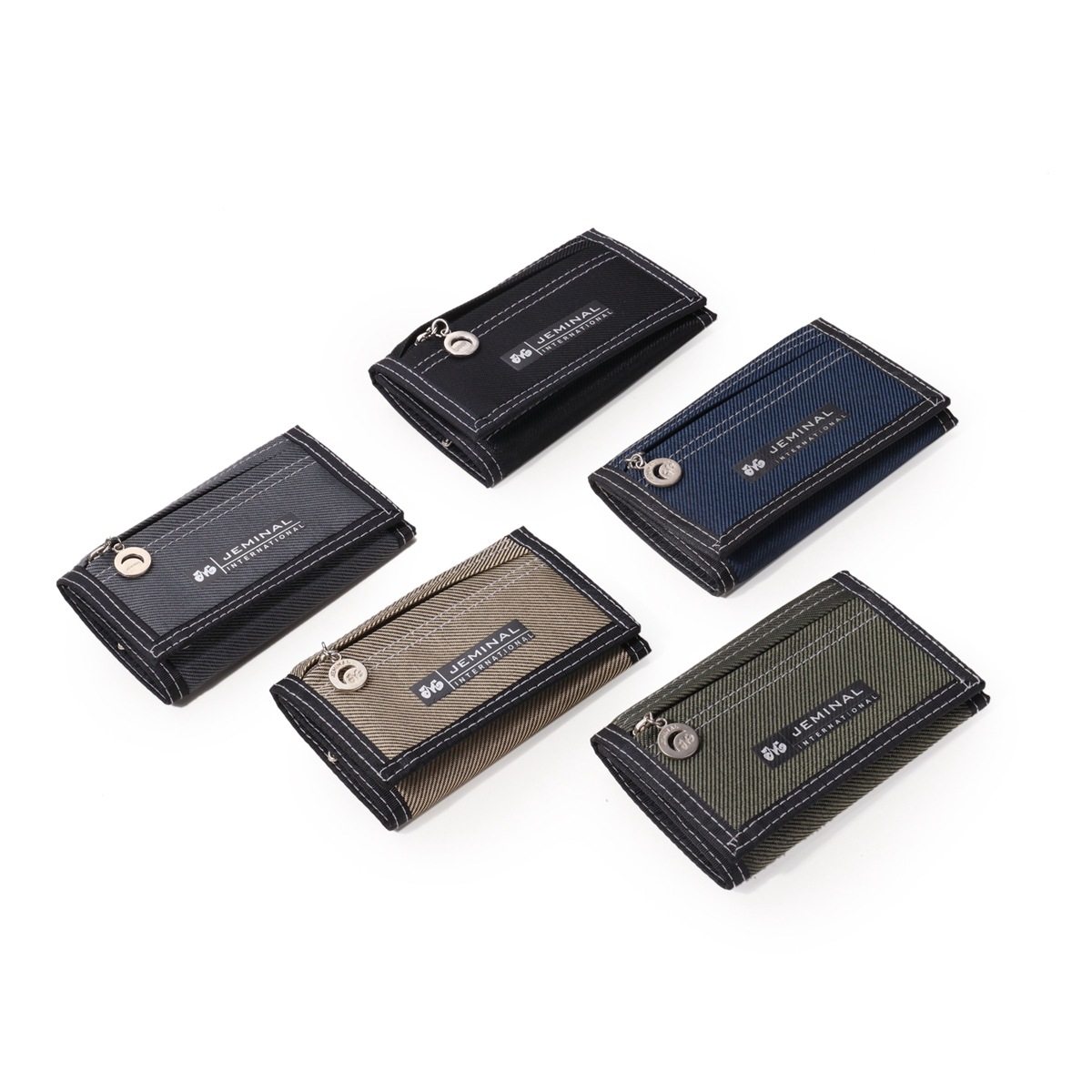 杰米路 韩版学院风男短款三折学生钱包潮简约帆布钱包男皮夹包邮