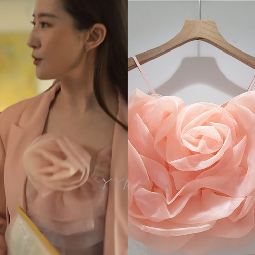 玫瑰的故事刘亦菲同款雪纺吊带背心女性感一字肩短款抹胸上衣