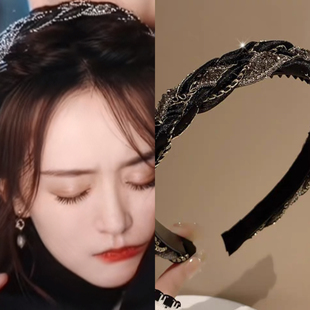 她的盛宴明星同款气质轻奢水钻麻花细发箍女款带齿防滑气质头箍