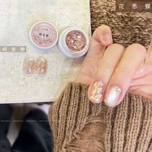 小颖美甲蜂蜜糖亮片胶秋冬新款素材胶5g罐装蹦迪碎钻胶光疗甲油胶