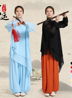 武运太极服夏季新款休闲太极服女式双层纱晨练武术表演服练功服