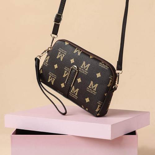 迷你斜挎包女士秋季新款手机包时尚印花简约手拿包中老年妈妈单肩