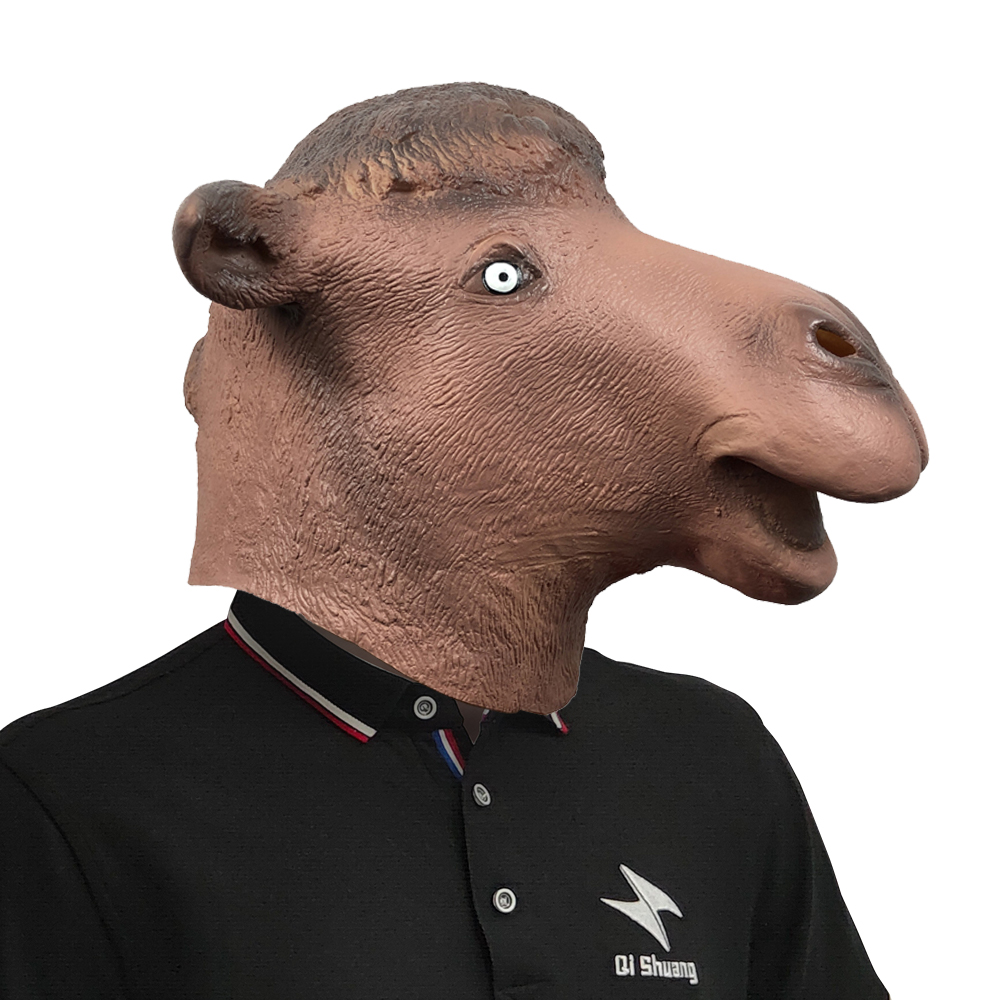 搞笑骆驼可爱动物头套化妆舞会跨境直播面具万圣节日派对表演道具