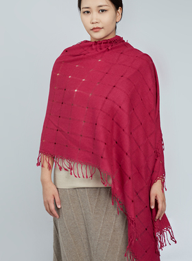 橘语羊毛绒混纺镂空流苏日系围巾女实拍精品优质推荐爆款包邮