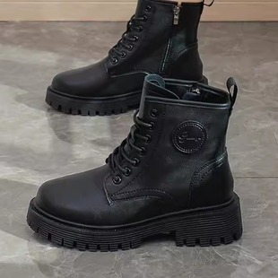 男童马丁靴2025新款中大童学生演出黑色皮靴透气短靴表演高帮皮鞋