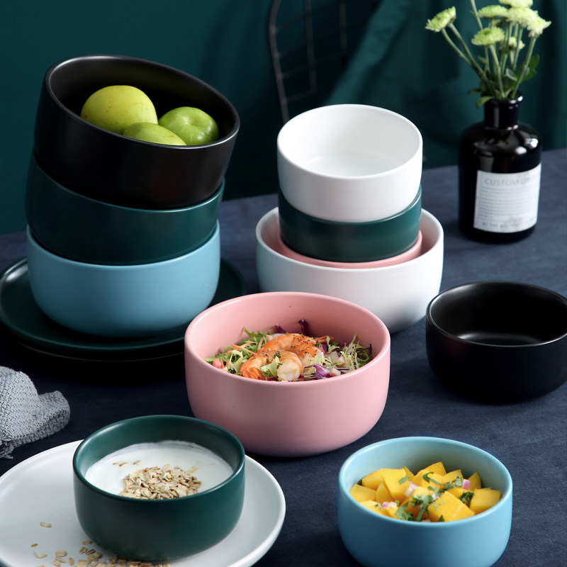 Solid color creative ceramic bowl salad girls apartment Vegetable Bowl