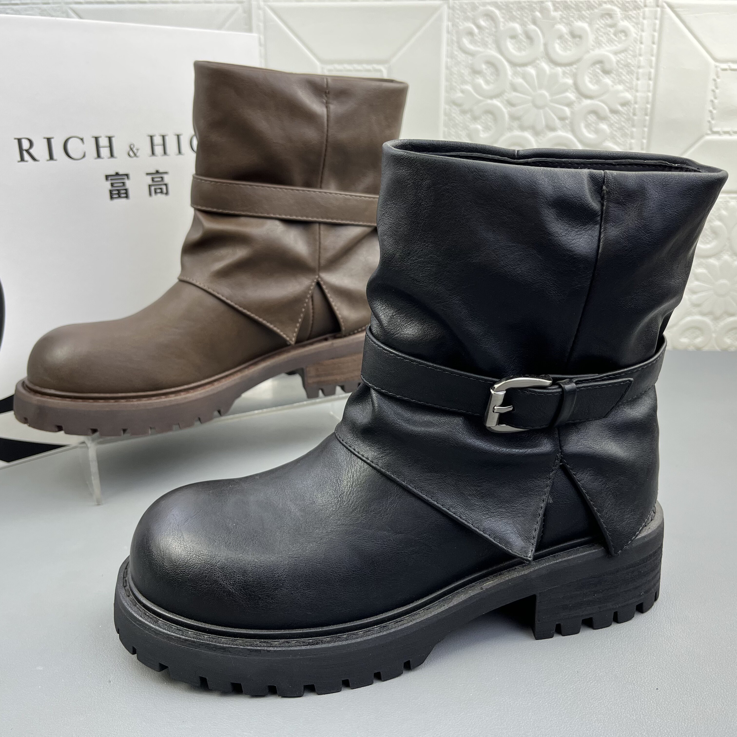 富高撤柜真皮时尚马丁靴女靴短靴