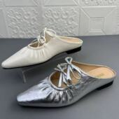 防滑耐磨软底通勤拖鞋 高品质新款 垫真皮包头拖女鞋 奥莱撤柜处理鞋