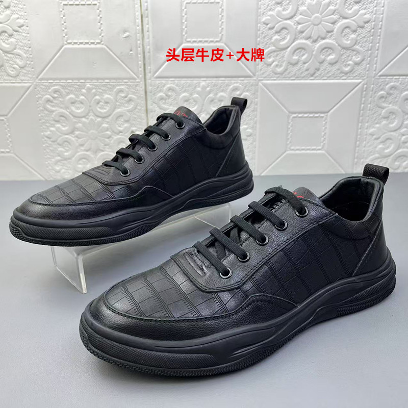意大利进口头层牛皮时尚单鞋外贸新款真皮系带休闲皮鞋耐磨男潮鞋