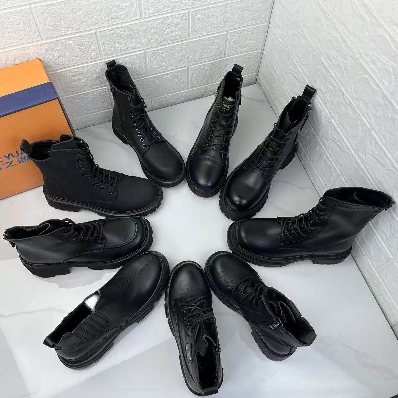 牛皮真皮时尚机车马丁靴女鞋短靴