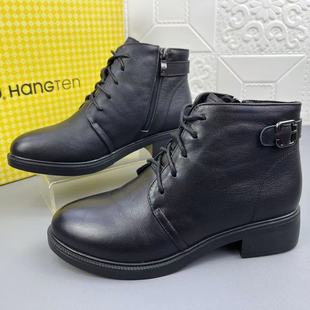 奥莱撤柜处理时尚头层牛皮加绒时装女靴高品质新款真皮保暖短靴清