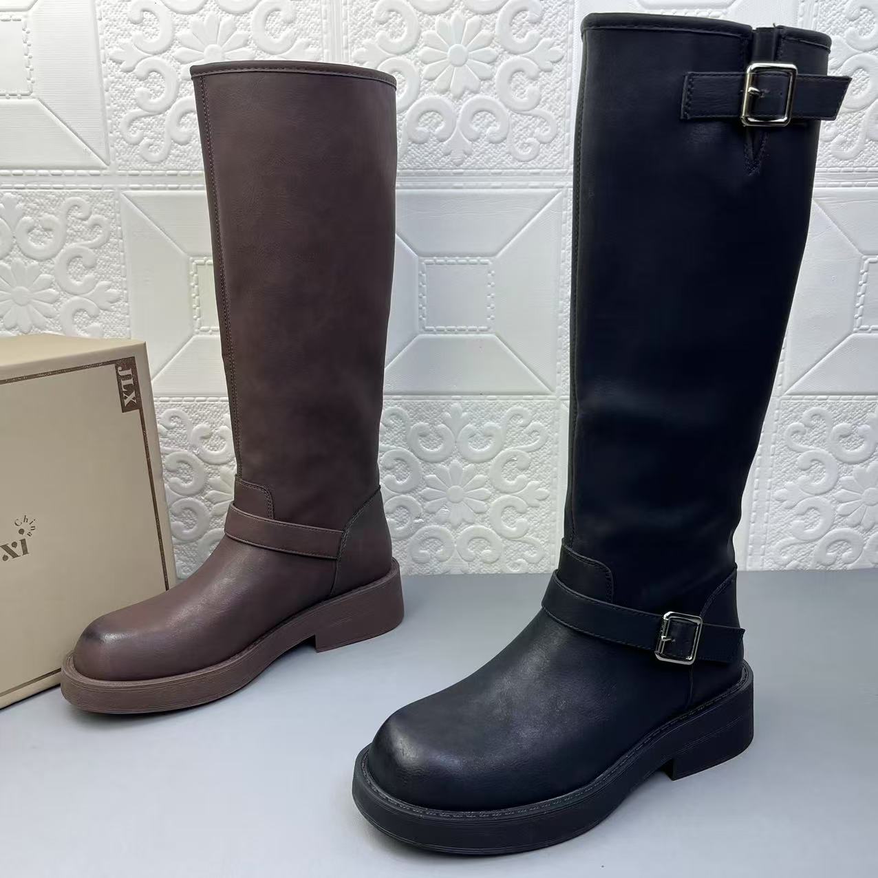 进口时尚休闲骑士靴女鞋显瘦高靴