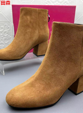 343536大牌断码处理正品牛皮粗跟时装女鞋女靴外贸新款真皮短靴子