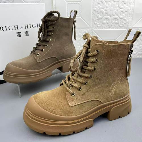 高品质新款牛皮机车马丁女靴短靴