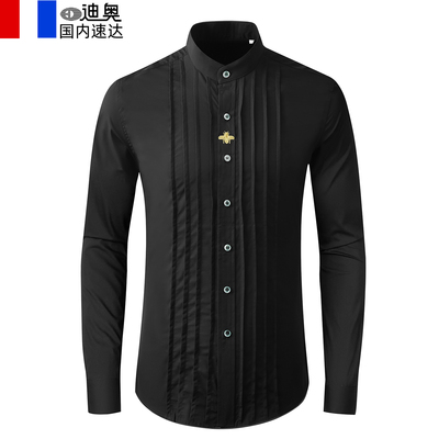 迪奥衬衫立领中国风小蜜蜂绣花