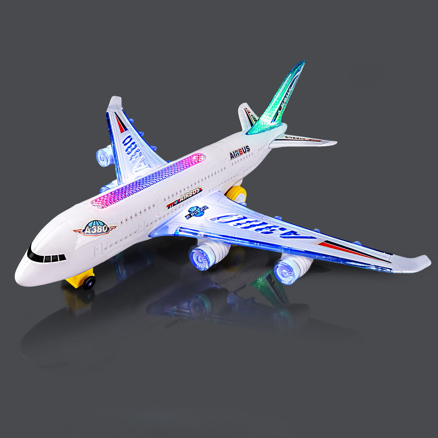 大号空中巴士A380电动万向自动避障飞机玩具声光客机模型儿童1-3