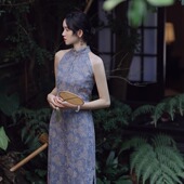 收腰无袖 国风改良复古提花新中式 旗袍连衣裙新 此去经年 枕梦村庄