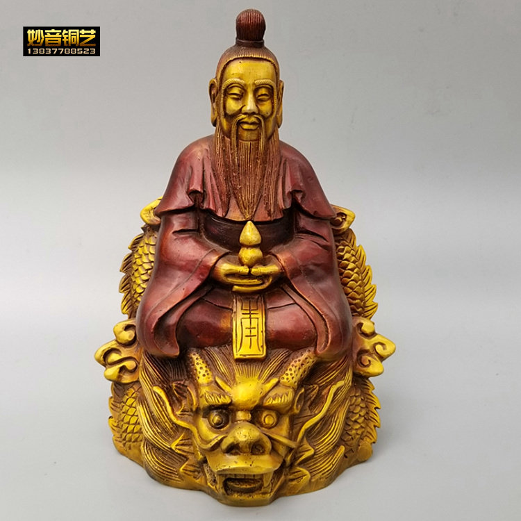 铜制铜陆压道君铜像洪君道人三清师父祖师家用供奉鸿钧老祖摆件