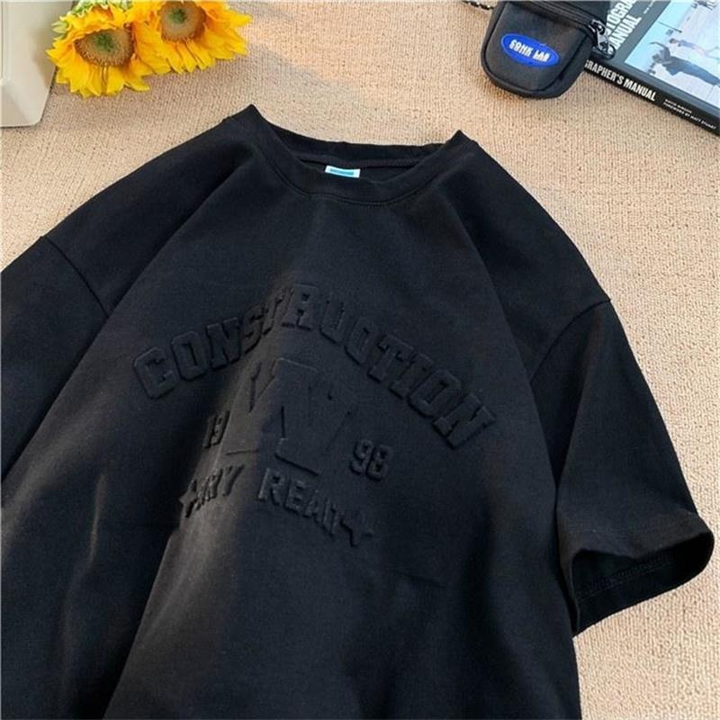 夏季潮流纯色百搭圆领短袖T恤