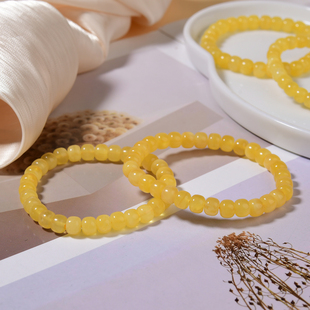 LH464 约7mm 天然蜜蜡老型珠手串 琥珀单圈手链