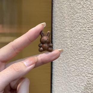 老桃木布偶兔 DM274 diy佛珠配饰隔珠配件手工编织手绳项链文玩