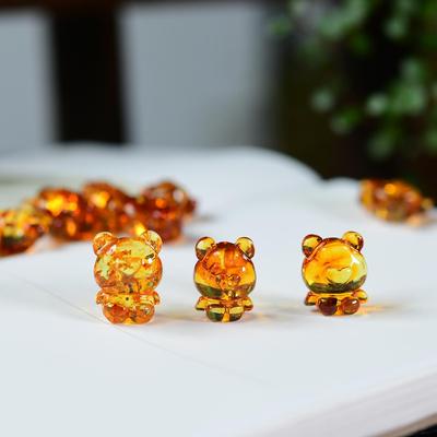 天然花珀小熊吊坠手链配件