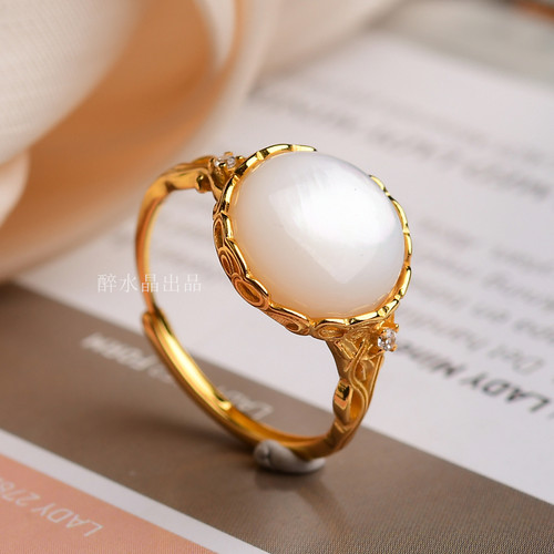 天然白蝶贝纯银戒指女款