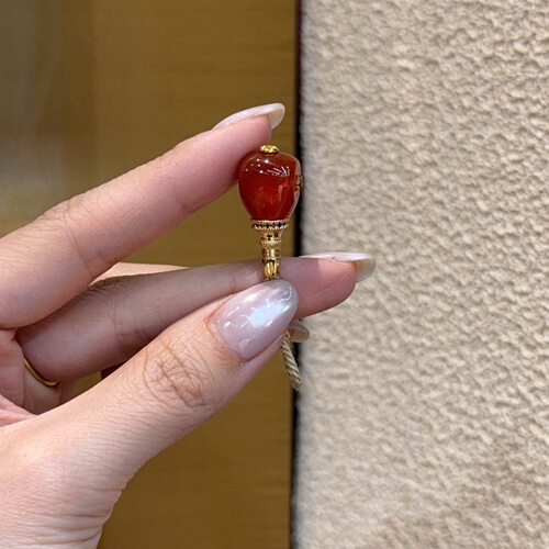 红玛瑙三通搭配纯铜镶钻塔头 diy文玩佛珠手串项链 DM315