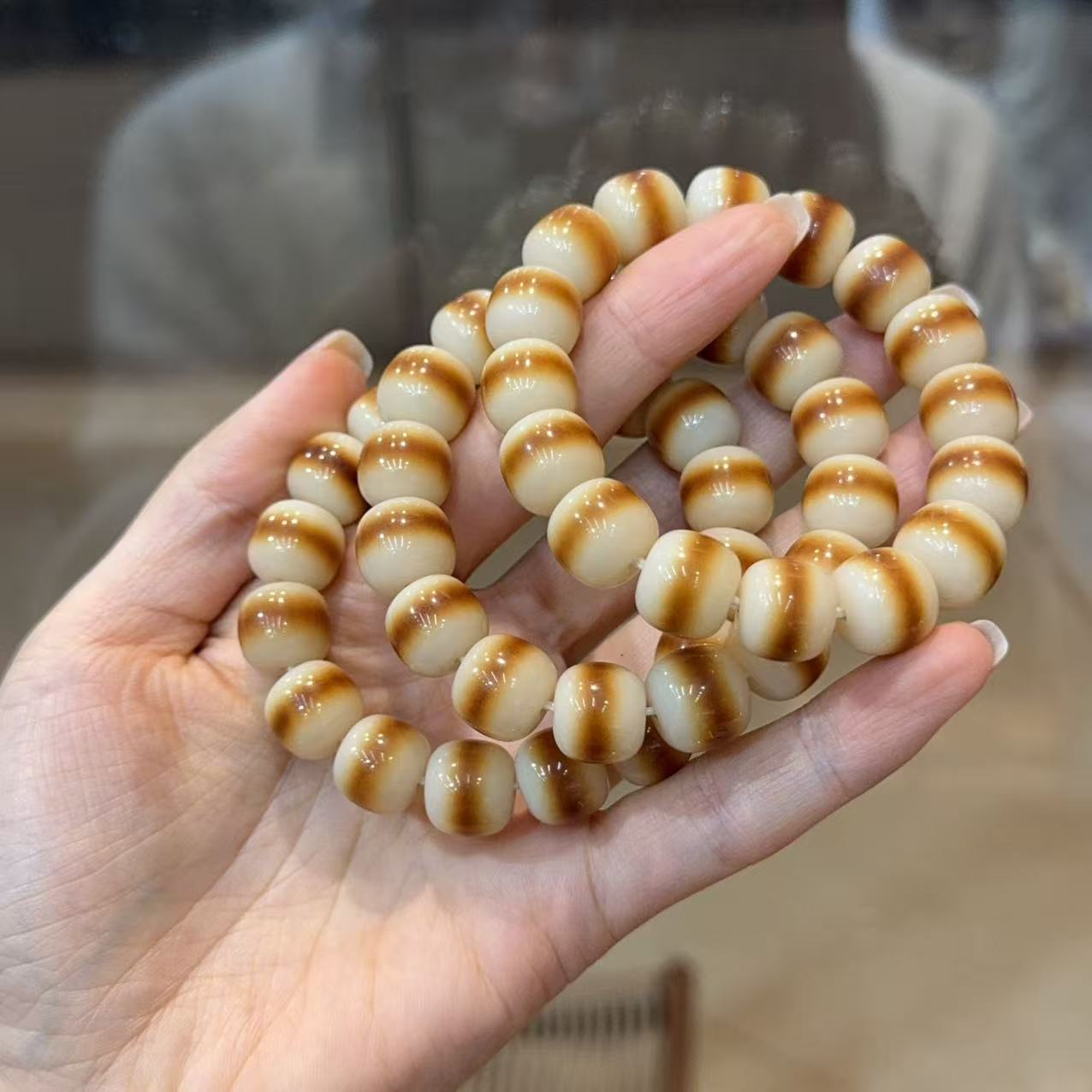 干磨腮红菩提根一线桶珠散珠/手串 diy配饰佛珠手链项链 DM925图片