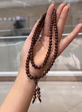精品沉香黄奇楠6毫米108颗多圈佛珠手串手链 DM402