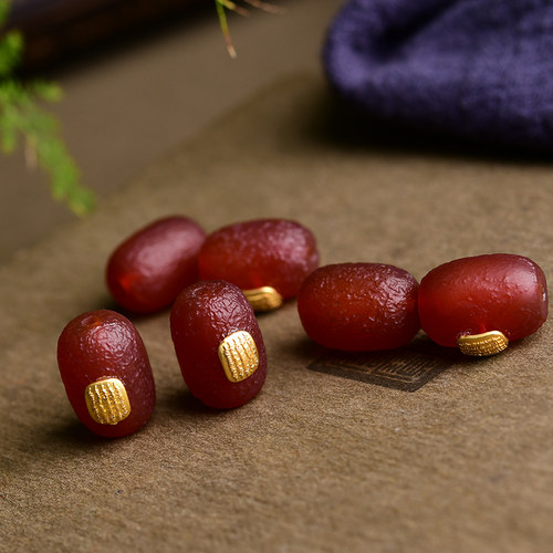 老玛瑙五条经文路路通桶珠 红玛瑙 DIY手串项链配件 CF489